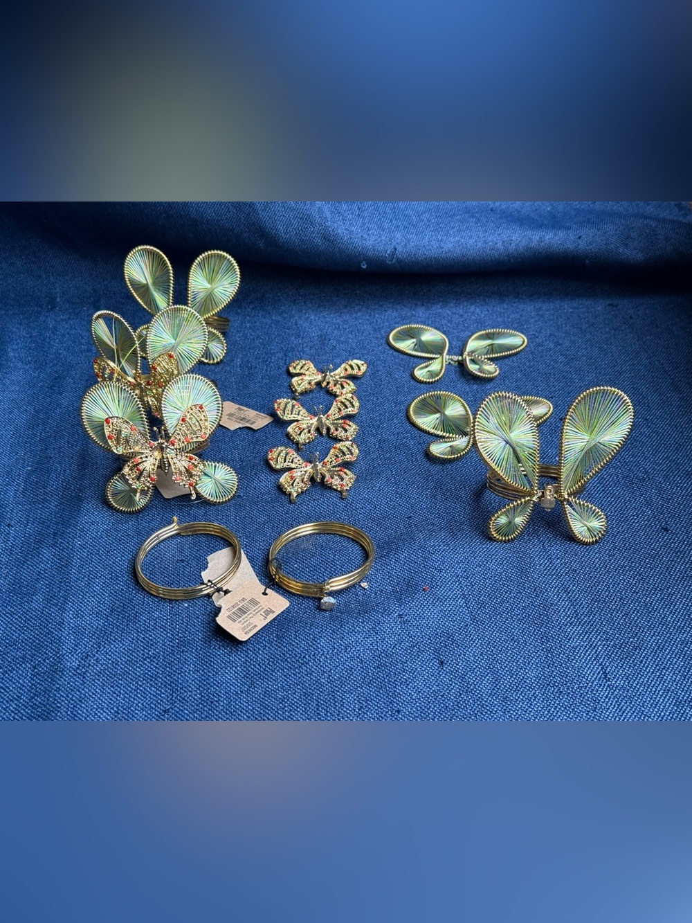 Pier 1 Imports Butterfly Napkin Rings 11pc Craft Repair Lot Indonesia 3.5" NWT